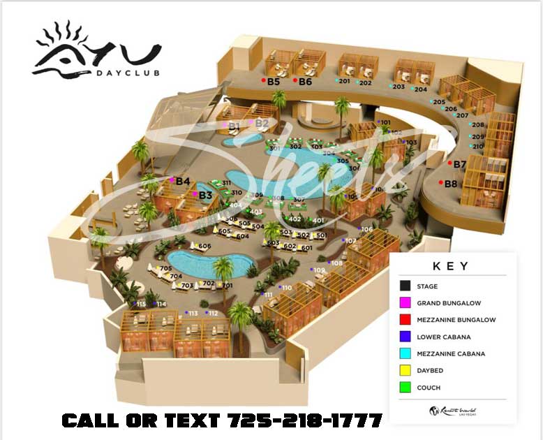 Ayu Dayclub Floor Plan and Map Locations